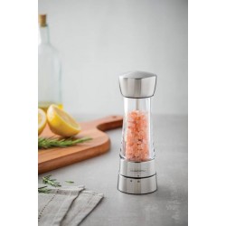 MOEDOR DE SAL OU PIMENTA EM ACO INOX E ACRILICO COM MOINHO EM CERAMICA TRAMONTINA