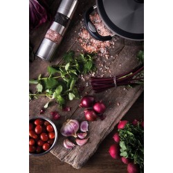 MOEDOR DE SAL E PIMENTA REALCE DUPLO EM ACO INOX E ACRILICO COM MOINHO EM CERAMICA TRAMONTINA