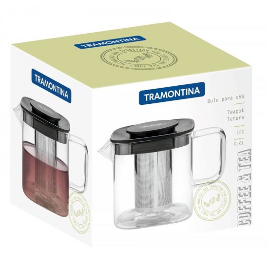 BULE PARA CHA EM VIDRO E ACO INOX COM INFUSOR 600 ML TRAMONTINA