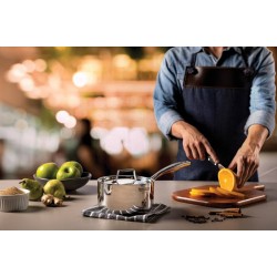 PANELA GRANO EM ACO INOX CORPO TRIPLO COM TAMPA E CABO 16 CM 1.7 L TRAMONTINA