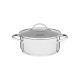 CACAROLA RASA UNA EM ACO INOX COM FUNDO TRIPLO E TAMPA DE VIDRO 20 CM 2,9 L TRAMONTINA