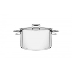 CACAROLA BRAVA FUNDA EM ACO INOX FUNDO TRIPLO COM TAMPA PLANA E ALCAS 20 CM 3.6 L TRAMONTINA