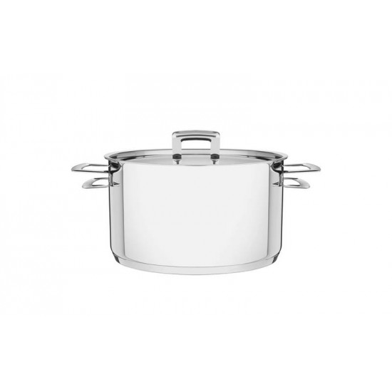 CACAROLA BRAVA FUNDA EM ACO INOX FUNDO TRIPLO COM TAMPA PLANA E ALCAS 20 CM 3.6 L TRAMONTINA