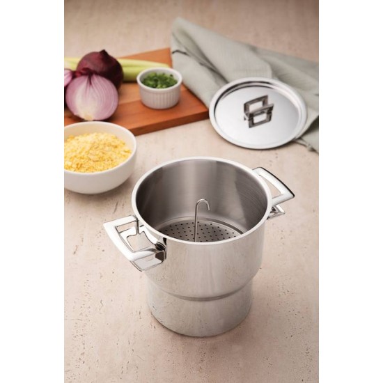 CUSCUZEIRA BRAVA EM ACO INOX COM ALCAS E TAMPA 14 CM 2.1 L TRAMONTINA