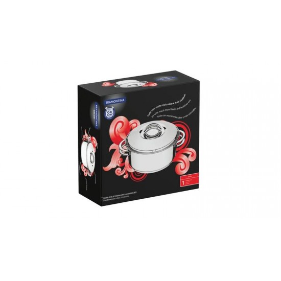 CACAROLA RASA SOLAR EM ACO INOX FUNDO TRIPLO COM TAMPA E ALCAS 16 CM 1.4 L TRAMONTINA