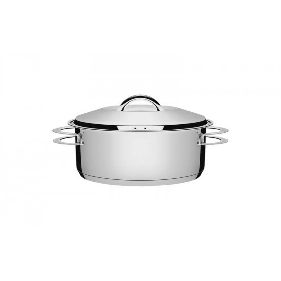 CACAROLA SOLAR RASA EM ACO INOX FUNDO TRIPLO COM TAMPA E ALCAS 20 CM 2.9 L TRAMONTINA