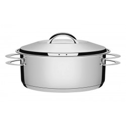 CACAROLA SOLAR RASA EM ACO INOX FUNDO TRIPLO COM TAMPA E ALCAS 28 CM 7.1 L TRAMONTINA