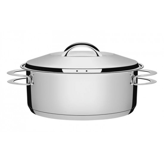 CACAROLA SOLAR RASA EM ACO INOX FUNDO TRIPLO COM TAMPA E ALCAS 28 CM 7.1 L TRAMONTINA
