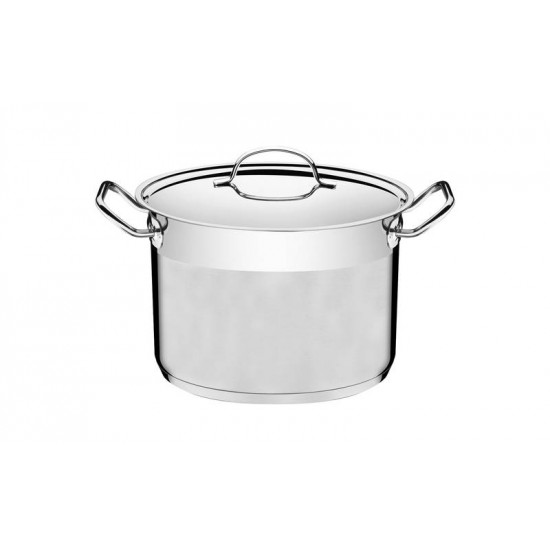 CALDEIRAO PROFESSIONAL EM ACO INOX FUNDO TRIPLO TAMPA PLANA DETALHE SATINADO 20 CM 4.6 L TRAMONTINA