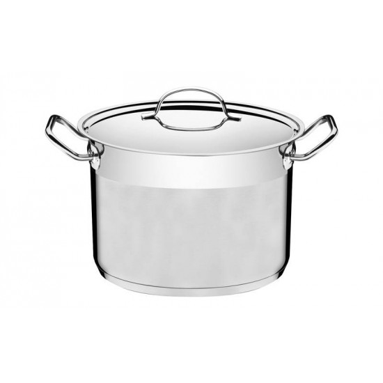 CALDEIRAO PROFESSIONAL EM ACO INOX FUNDO TRIPLO TAMPA PLANA DETALHE SATINADO 24 CM 7.8 L TRAMONTINA