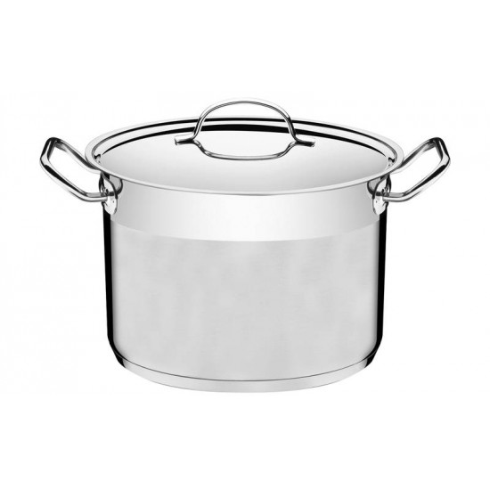 CALDEIRAO PROFESSIONAL EM ACO INOX FUNDO TRIPLO TAMPA PLANA DETALHE SATINADO 28 CM 11.9 L TRAMONTINA