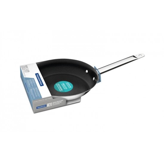 FRIGIDEIRA PROFESSIONAL RASA EM ACO INOX FUNDO TRIPLO EM ANTIADERENTE CABO 20 CM 1.1 L TRAMONTINA