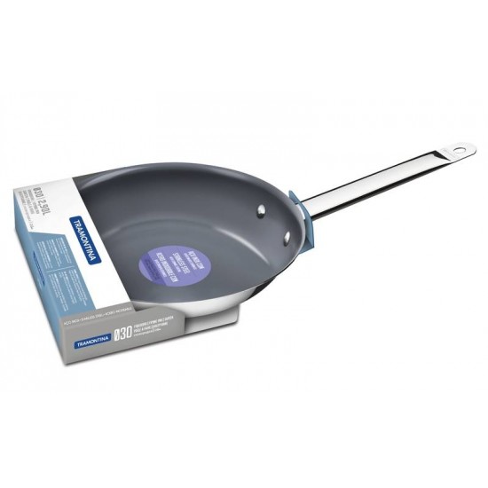 FRIGIDEIRA RASA PROFESSIONAL EM ACO INOX FUNDO TRIPLO E EM CERAMICA GRAFITE 30 CM 2.9 L TRAMONTINA