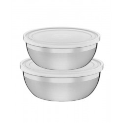 JOGO DE POTES FREEZINOX EM ACO INOX COM TAMPA PLASTICA 2 PECAS TRAMONTINA