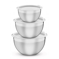 JOGO DE POTES CUCINA EM ACO INOX COM TAMPA PLASTICA 3 PECAS TRAMONTINA