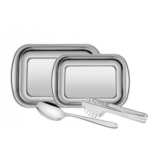 KIT PARA ASSAR E SERVIR COSMOS EM ACO INOX 4 PECAS TRAMONTINA