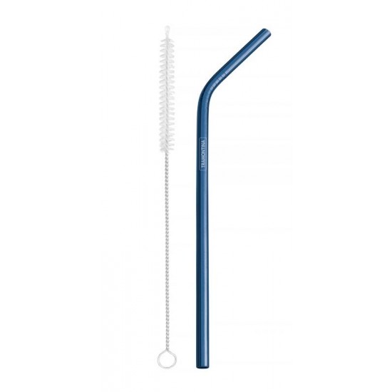 JOGO DE CANUDO INFANTIL AZUL EM ACO INOX COM ESCOVA 2 PECAS TRAMONTINA