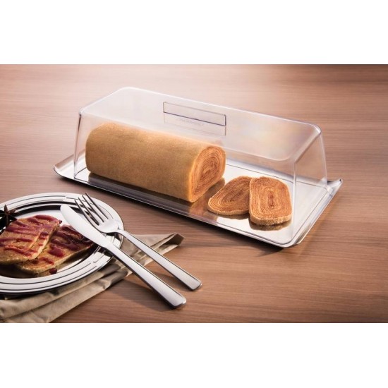 PRATO QUADRATA EM ACO INOX COM CUPULA TRANSPARENTE 2 PECAS TRAMONTINA