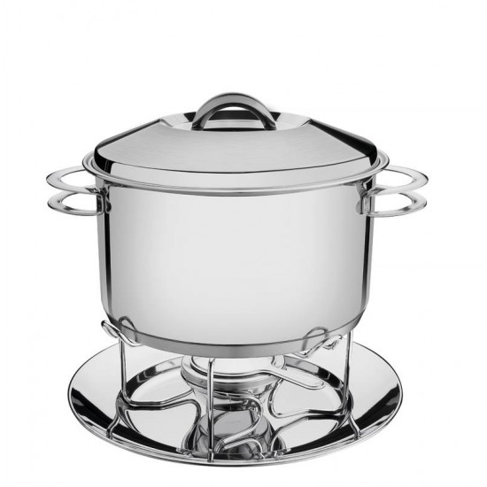 RECHAUD SOLAR EM ACO INOX FUNDO TRIPLO COM FOGAREIRO E TAMPA DE INOX 6.1 L TRAMONTINA