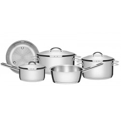 JOGO DE PANELAS SOLAR EM ACO INOX COM FUNDO TRIPLO E TAMPAS DE INOX 5 PECAS TRAMONTINA