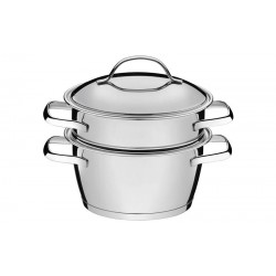 CUSCUZEIRA ALLEGRA EM ACO INOX COM FUNDO TRIPLO 2 PECAS TRAMONTINA