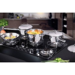 JOGO DE PANELAS ALLEGRA EM ACO INOX COM FUNDO TRIPLO E TAMPAS DE INOX 4 PECAS TRAMONTINA