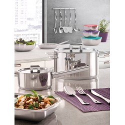 JOGO DE UTENSILIOS EXTRATA EM ACO INOX COM SUPORTE DE PAREDE 5 PECAS TRAMONTINA