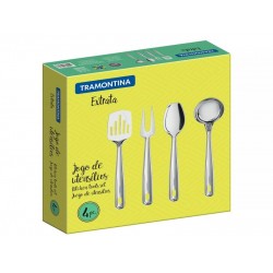 JOGO DE UTENSILIOS EXTRATA EM ACO INOX 4 PECAS TRAMONTINA