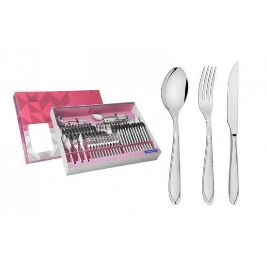 FAQUEIRO LAGUNA 91PCS AÇO INOX FACAS DE CHURRASCO ACABAMENTO EM BRILHO DETALHES NO CABO TRAMONTINA