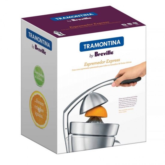 ESPREMEDOR DE FRUTAS TRAMONTINA BY BREVILLE EM ALUMÍNIO FUNDIDO FOSCO EXPRESS PRATA