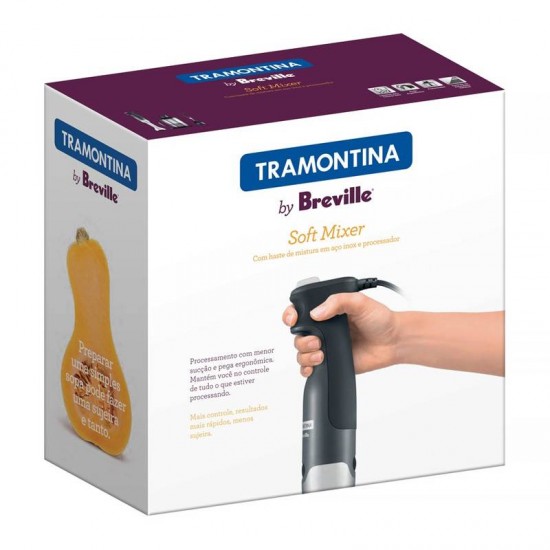 MIXER TRAMONTINA BY BREVILLE SOFT EM AÇO INOX PRATA E PRETO