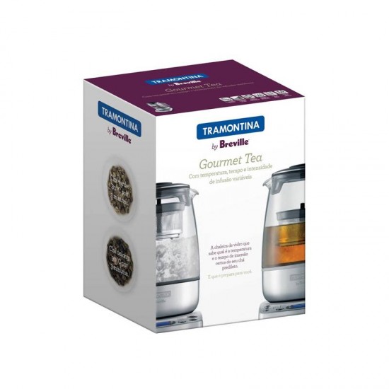 BULE ELÉTRICO TRAMONTINA BY BREVILLE GOURMET TEA JARRA VIDRO 1,5 LITROS PRATA