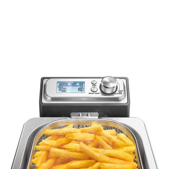 FRITADEIRA ELÉTRICA TRAMONTINA BY BREVILLE SMART EM AÇO INOX 4 LITROS PRATA E PRETO