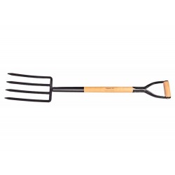 FORCADO METALICO FORJADO 4 DENTES CABO DE MADEIRA 74 CM EMPUNHADURA METALICA TRAMONTINA