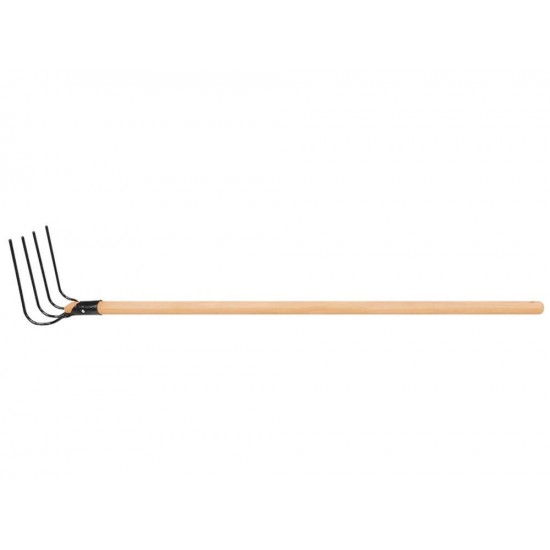 FORCADO METALICO CURVO DE ARAME 4 DENTES CABO DE MADEIRA DE 120 CM TRAMONTINA