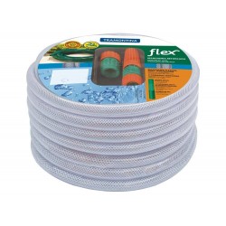 MANGUEIRA FLEX EM PVC TRANSPARENTE PARA JARDIM COM 30 METROS E COM ENGATES PLASTIC TRAMONTINA
