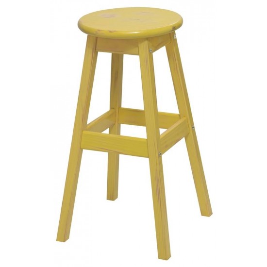 BANQUETA DE MADEIRA TAMANHO ALTO MODELO RUSTICO COR AMARELA TRAMONTINA