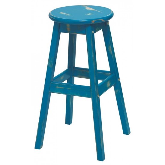 BANQUETA DE MADEIRA TAMANHO ALTO MODELO RUSTICO COR AZUL TRAMONTINA