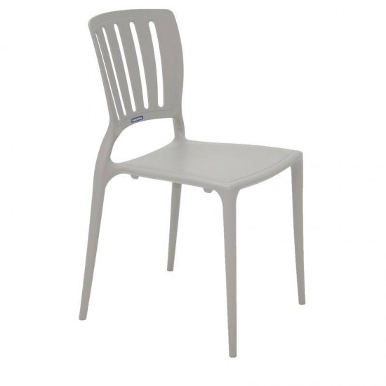 CADEIRA PLASTICA MONOBLOCO SOFIA CONCRETO ENCOSTO VAZADO VERTICAL