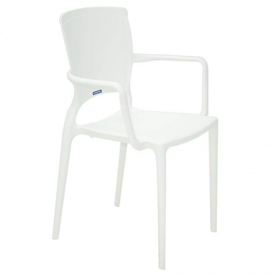 CADEIRA PLASTICA MONOBLOCO COM BRACOS SOFIA BRANCA