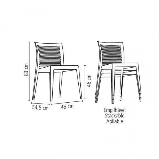 CADEIRA PLASTICA MONOBLOCO VICTORIA VERMELHA ENCOSTO VAZADO HORIZONTAL