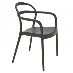 CADEIRA PLASTICA MONOBLOCO COM BRACOS SISSI MARRON