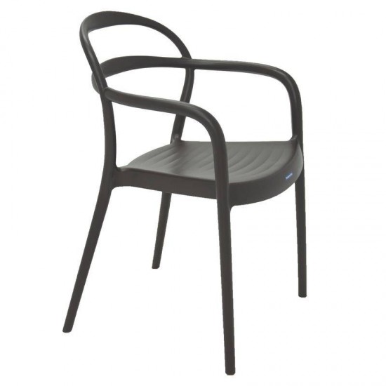 CADEIRA PLASTICA MONOBLOCO COM BRACOS SISSI MARRON