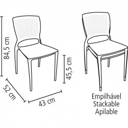 CADEIRA PLASTICA MONOBLOCO SAFIRA VERMELHA