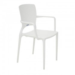CADEIRA PLASTICA MONOBLOCO COM BRACOS SAFIRA BRANCA