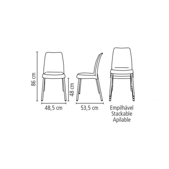 CADEIRA PLASTICA VANDA BRANCA COM PERNAS DE ALUMINIO ANODIZADAS