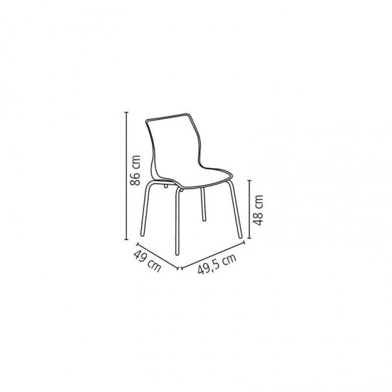 CADEIRA PLASTICA MAJA BI-COLOR PRETA E BRANCA COM PERNAS DE ALUMINO POLIDAS
