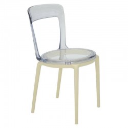 CADEIRA PLASTICA MONTAVEL LUNA C BASE BEGE E ASSENTO TRANSPARENTE