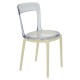 CADEIRA PLASTICA MONTAVEL LUNA C BASE BEGE E ASSENTO TRANSPARENTE