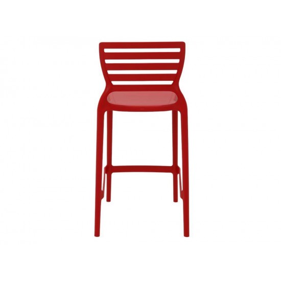 CADEIRA PLASTICA MONOBLOCO SOFIA VERMELHA ENCOSTO VAZADO HORIZONTAL BAR E RESIDENCIA TRAMONTINA
